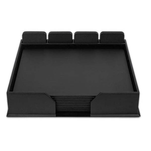 Dacasso Black Leatherette 23-Piece Conf. Room Set with Square Coasters DF-1050